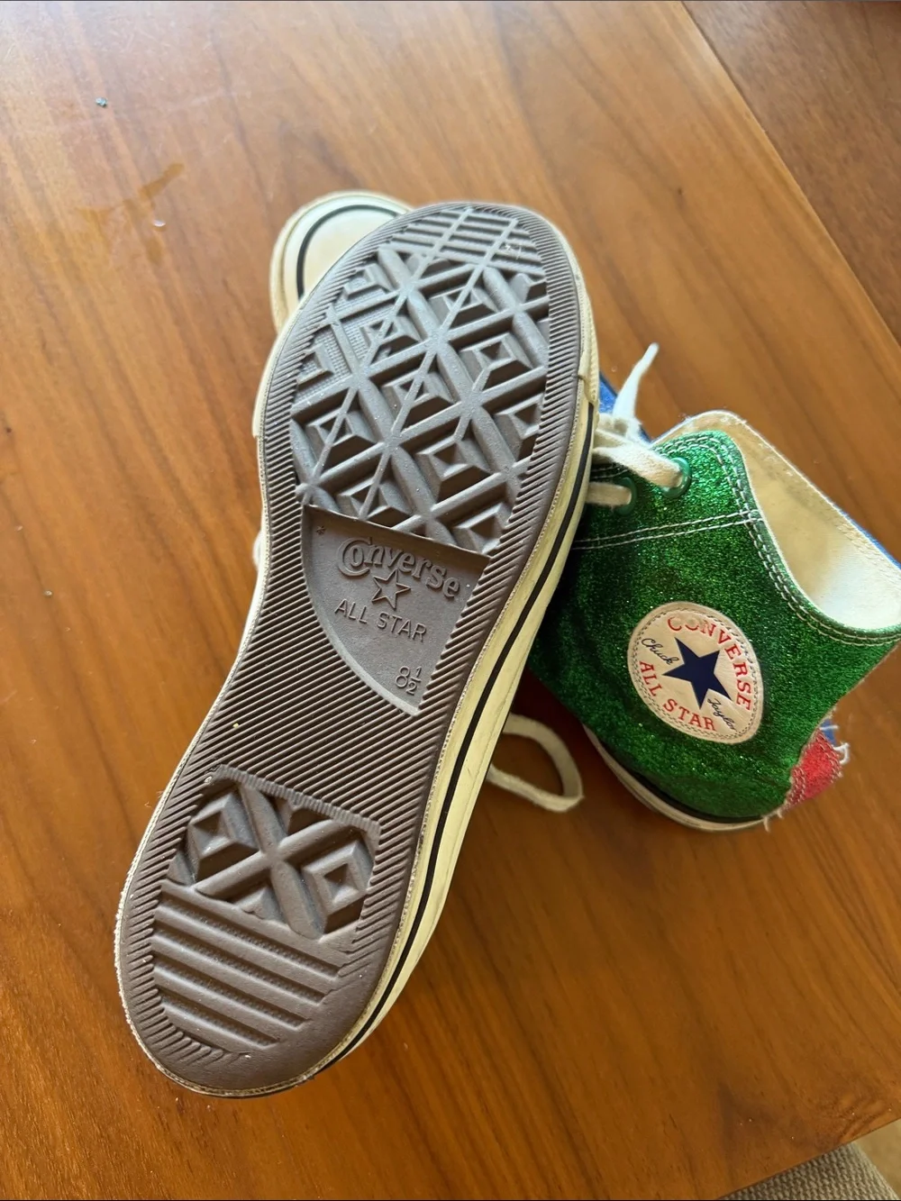 Converse Glitter High Top Sneakers in Green and White - JW Anderson Collab - Picture 6 of 6